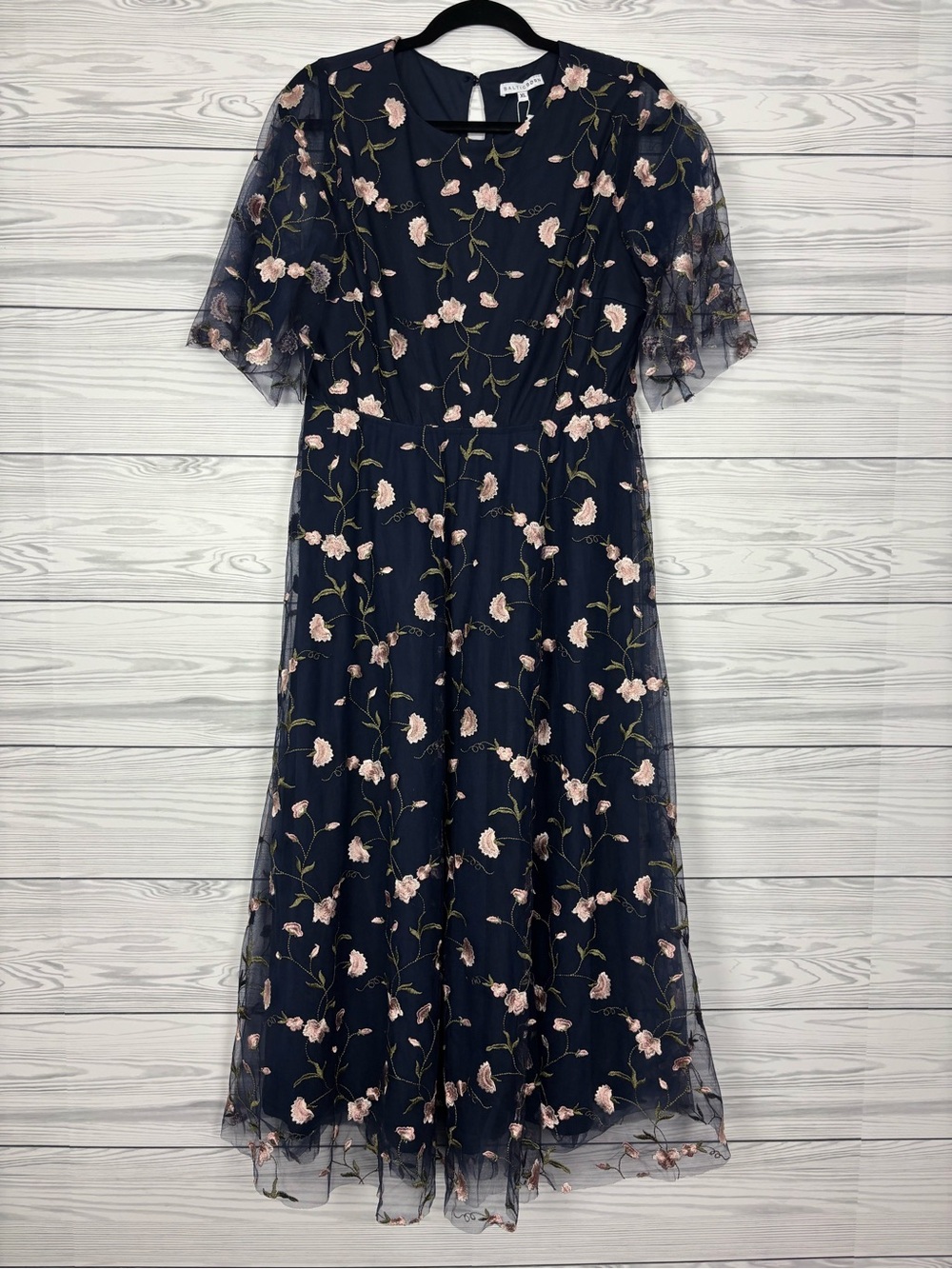 Baltic Born Arabella Embroidered Tulle Maxi Dress floral pink/navy size XL NWT - Picture 2 of 10